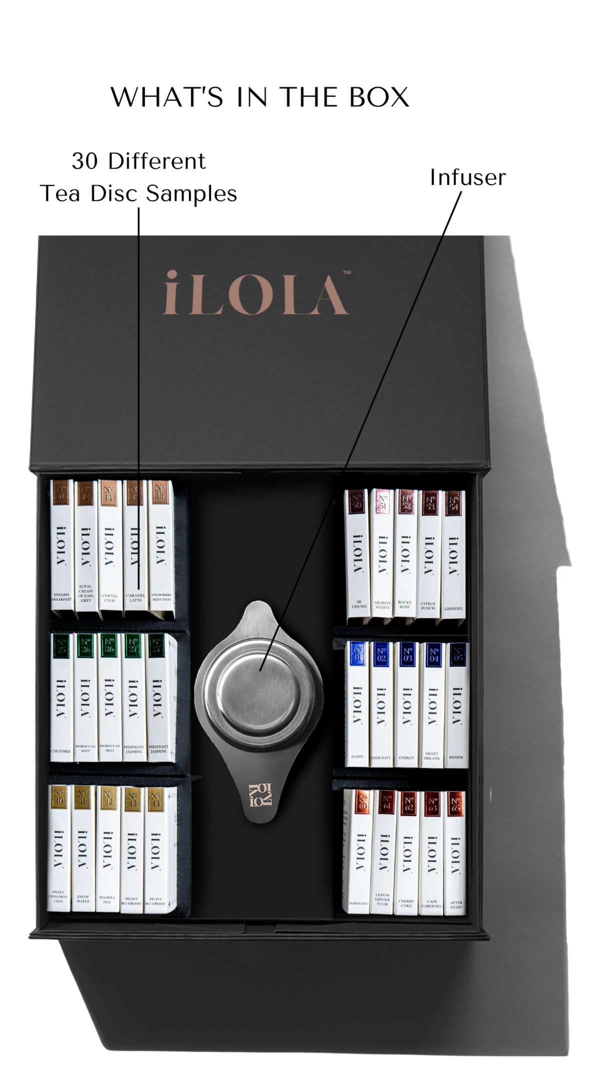 House of iLOLA – Tea Disc Sampler Set (30 Teas + Infuser)